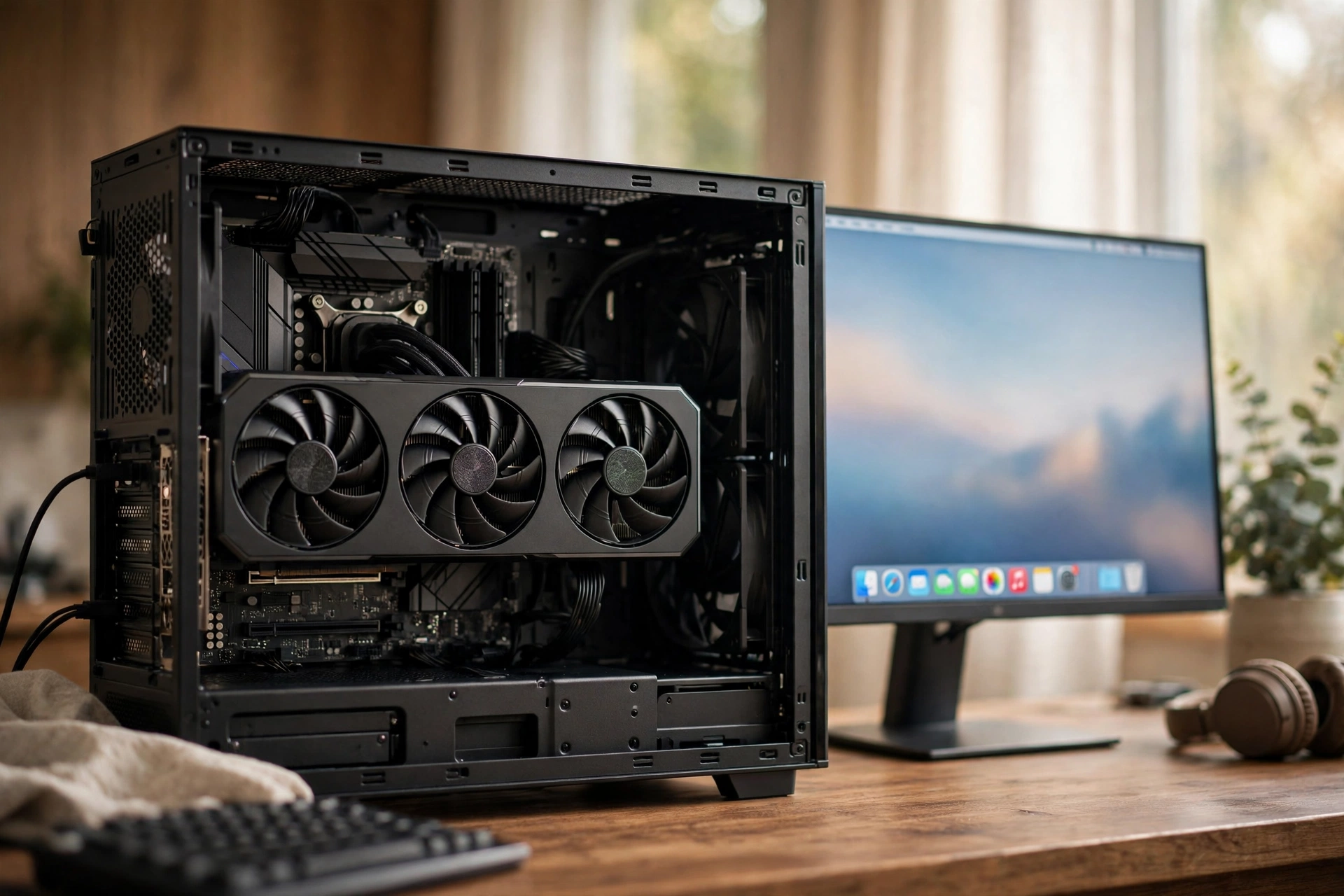 AMD RX 9070 XT graphics card in a PC running macOS through Cobalt64