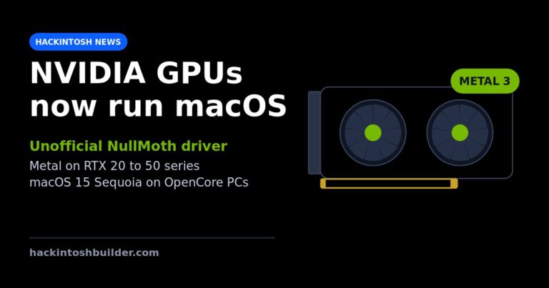 NVIDIA GPUs now run macOS: unofficial NullMoth Metal driver for RTX 20 to 50 series on macOS 15 Sequoia